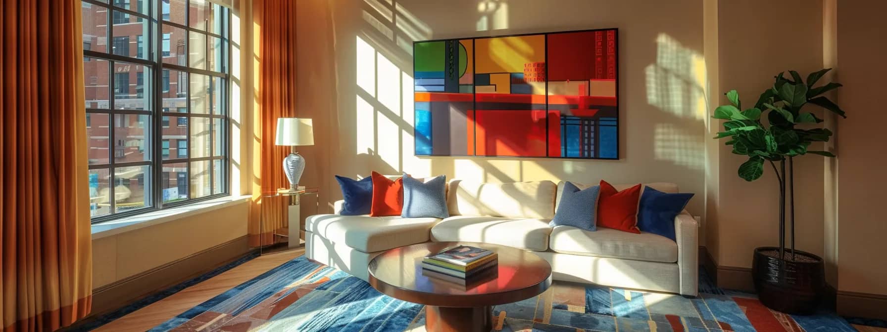 Transform your living space with expert residential home painting tips. Find trusted painting companies nearby and elevate your home's style effortlessly. a beautifully transformed living room in battery park city, awash in vibrant hues, showcases the meticulous craftsmanship of professional painters, with sunlight streaming through large windows illuminating the fresh, elegant walls.