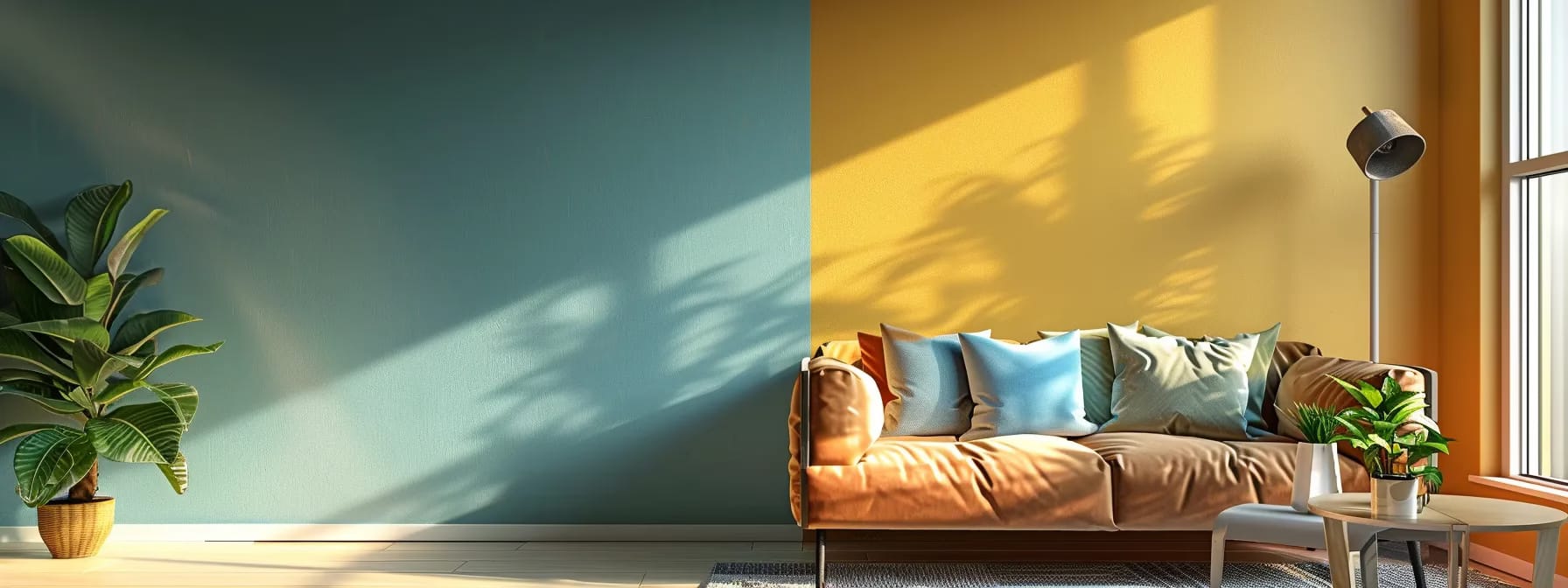 Transform your living space with expert residential home painting tips. Find trusted painting companies nearby and elevate your home's style effortlessly. a vibrant scene capturing an inviting, freshly painted living room, with one side showcasing a perfectly finished wall by a professional, juxtaposed with an unfinished diy section, bathed in warm, natural light to emphasise the contrasting approaches to home improvement.